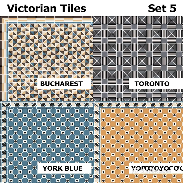 Other Colorful Geometric Tile Designs Featuring Bucharest And Toronto Patterns 3d model 