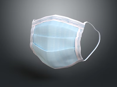 Light Blue Three Layer Disposable Face Mask With White Edges For Daily Use 3d model