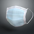 Light Blue Three Layer Disposable Face Mask With White Edges For Daily Use 3d model