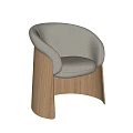 Light Gray Fabric Leisure Chair With Modern Wooden Legs And Comfortable Design