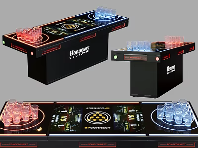 Harvey Style Board Game Entertainment Table With LED Lights Glass Holders And Game Area Design 3d model