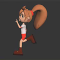 Cute 3D Elf Like Character with Large Tail Running in Red White Outfit