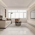 Modern Minimalist Living Dining Room Interior With Sofa TV Rug And Floor Lamp
