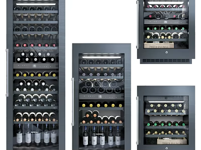 Modern Wine Coolers With Glass Doors And Multiple Bottle Storage Design 3d model