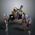 Sci Fi Mechanical Spider Game Character With Blue Yellow Armor Red Sensor And Sharp Claws 3d model