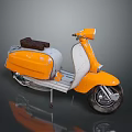 Vintage Orange And White Scooter With Brown Leather Seat And Classic Design