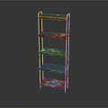 5 Tier Metal Frame Shelving Unit With Blue Storage Shelves