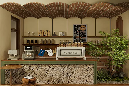 Qui coffee shop operator milk tea shop workbench restaurant water bar coffee shop workbench cashier front desk bar stool coffee machine coffee grinder 3d model