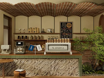 Qui coffee shop operator milk tea shop workbench restaurant water bar coffee shop workbench cashier front desk bar stool coffee machine coffee grinder 3d model