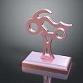 Pink Metallic Abstract Sculpture Decorative Furniture Ornament With Square Base