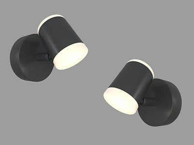 Modern Black Wall Lamps With White Shades For Home Interior Lighting 3d model