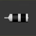 Black And Silver Cylindrical Metal Mechanical Device With Shiny Surface And End Connectors