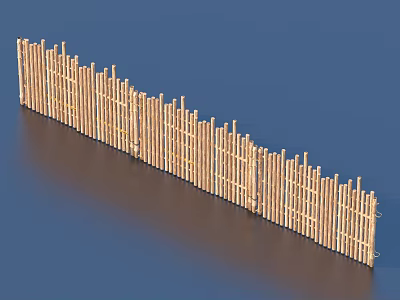 Decorative Wooden Garden Fence With Vertical Slats And Classic Design 3d model