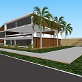 Modern Detached Villa Two Story Structure With Large Windows Driveway With Cars And Landscaped Garden