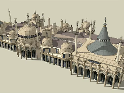 Ornate Detached Villa Featuring Dome Roofs Spires And Arched Windows Design 3d model