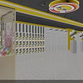 Bright Modern Happy Lemon Store Interior With Yellow White Counters And Display Cabinets