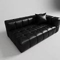 Modern Black Leather Sectional Sofa With Tufted Design And Accent Pillow 3d model