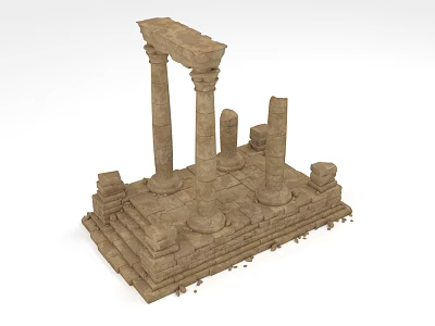 Detailed Ancient Classical Stone Architectural Components With Columns Pedestal And Steps 3d model