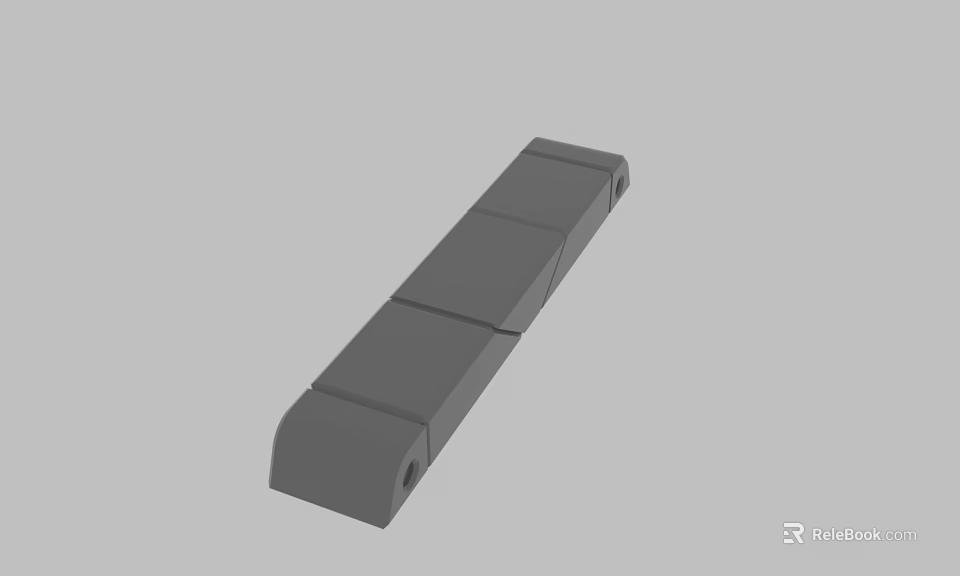 Gray Elongated Mechanical Structural Part With Hole Connections And Industrial Design 3d model 