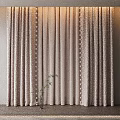 Elegant Beige Curtain With Polka Dots Pom Poms Sheer Inner Layer And Green Plant
