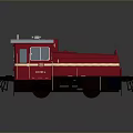 Red Train Locomotive Model Featuring White Roof Yellow Stripe And Number 073184
