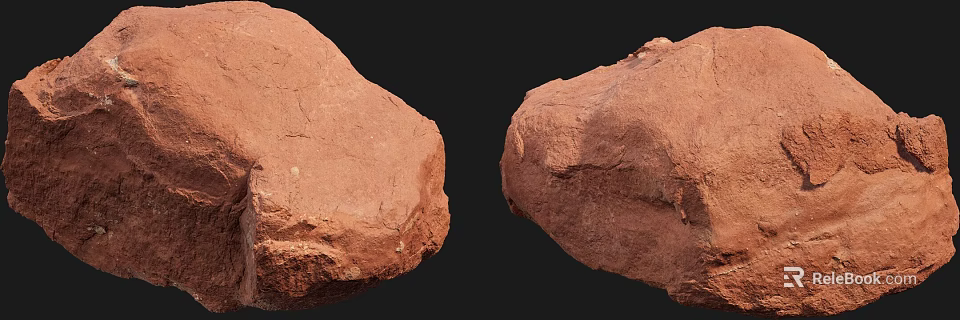 Natural Red Stone And Wood With Rough Texture For Decorative Design Projects 3d model