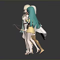 Anime Style Game Movie Characters Standing Together With White Green Hair And Diverse Outfits