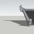 Traditional Chinese Architectural Component With Intricate Carvings And Tile Roof Eave
