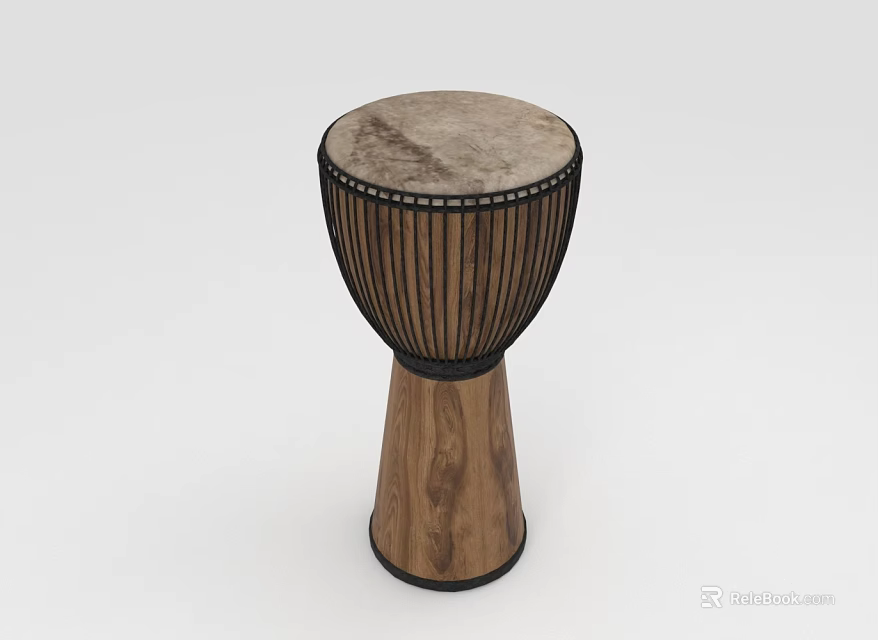 Traditional African Djembe Drum With Wooden Body Leather Head And Rope Tension 3d model 