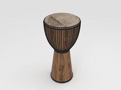 Traditional African Djembe Drum With Wooden Body Leather Head And Rope Tension 3d model