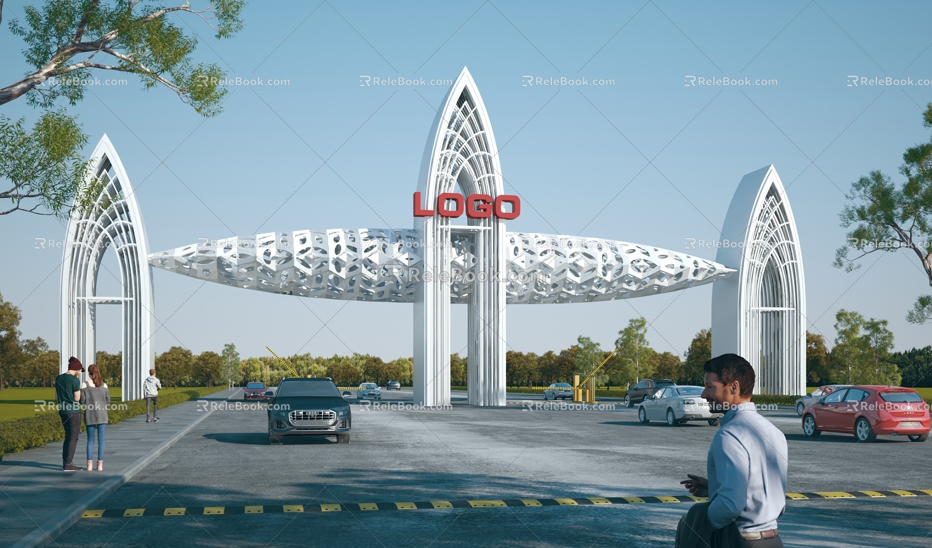 Modern Gate Gate Building Factory Gate Guard Recorder Room Gate Entrance Park Gate Gate Gate 3d model