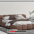 Modern Brown Double Bed With White Nightstands Green Plants Soft Rug and Cozy Bedding