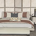 Modern Background Double Bed Double Bedside Table 3d model