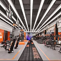 Modern Fitness Gym Interior Design With Various Workout Equipment And Bright Lighting