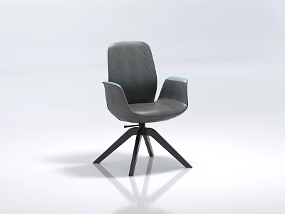 Modern Leisure Chair with Gray Upholstery Armrests and Black Metal Legs 3d model