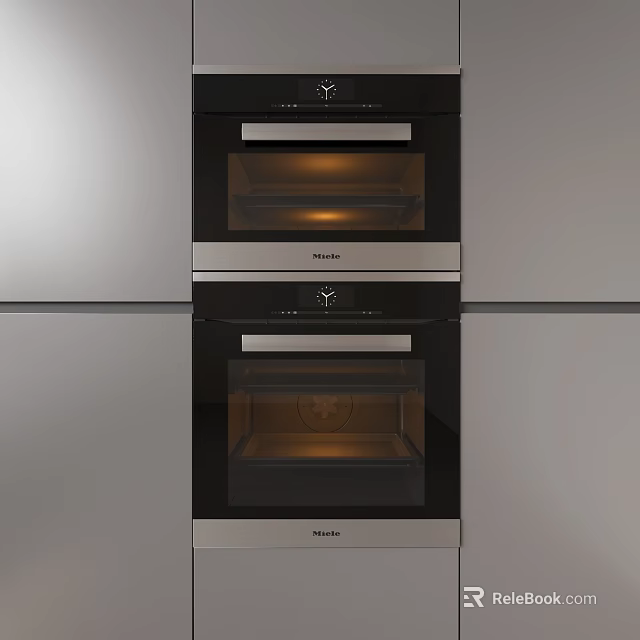 Sleek Black Glass Built In Double Ovens For Modern Kitchen Appliances 3d model 