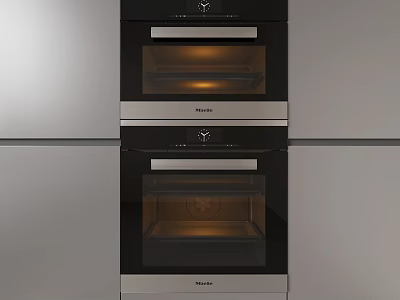 Sleek Black Glass Built In Double Ovens For Modern Kitchen Appliances 3d model