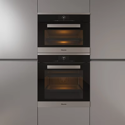 Sleek Black Glass Built In Double Ovens For Modern Kitchen Appliances 3d model