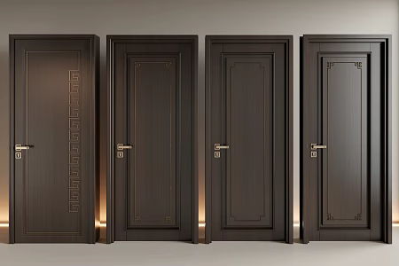 New Chinese Door Room Door Bedroom Door Single Door Wooden Door 3d model