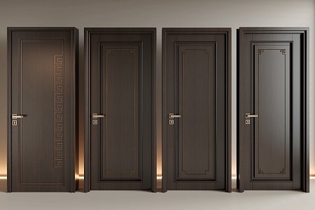 New Chinese Door Room Door Bedroom Door Single Door Wooden Door 3d model