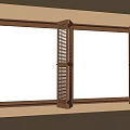 Wooden Frame Windows With Open Shutters And White Glass Interior