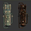 Vintage Rusted And Modern Green Industrial Compressor Machines Side By Side Showcase