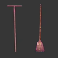 Traditional Cleaning Tools With Wooden Handles Mop And Broom For Home Use