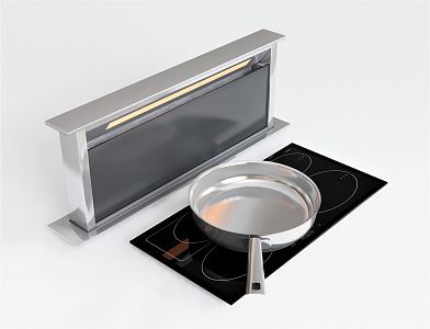 Modern gas stove range hood floor range hood wok soup pot induction cooker 3d model