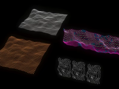 Colorful Decorative Lights With Wavy Patterns Orange Purple Blue White LED Dotted Effects Black Background 3d model