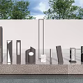 Modern lawn lamp landscape lamp landscape lamp combination 3d model