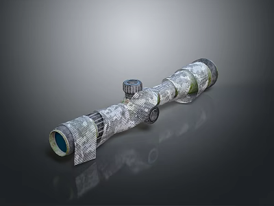 Camouflage Weapon Scope With Adjustable Knobs Blue Lens And Tactical Design For Military Use 3d model