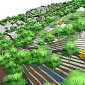 Green Trees Arranged on Terraced Hillside with Lush Vegetation Growth
