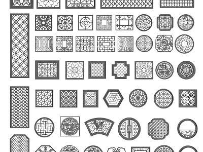 Traditional Chinese Lattice Windows With Various Intricate Patterns And Designs 3d model
