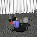 Stylish Wine Bottles And Glasses On Round Glass Table With Ice Bucket And Strawberries